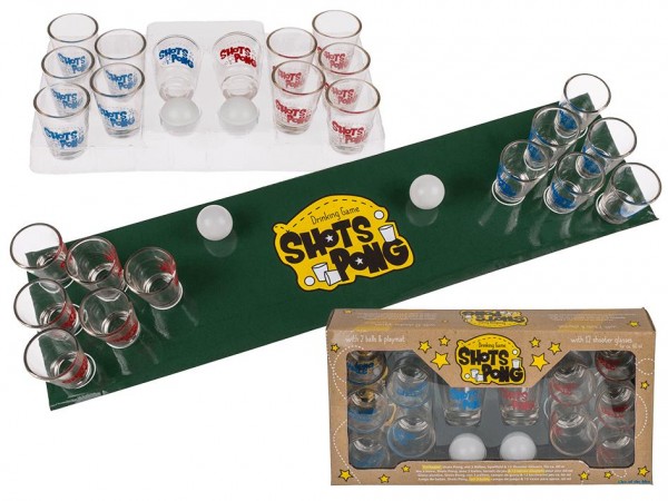 Trinkspiel SHOTS PONG mit 12 Gläser und Teppich by out of the blue