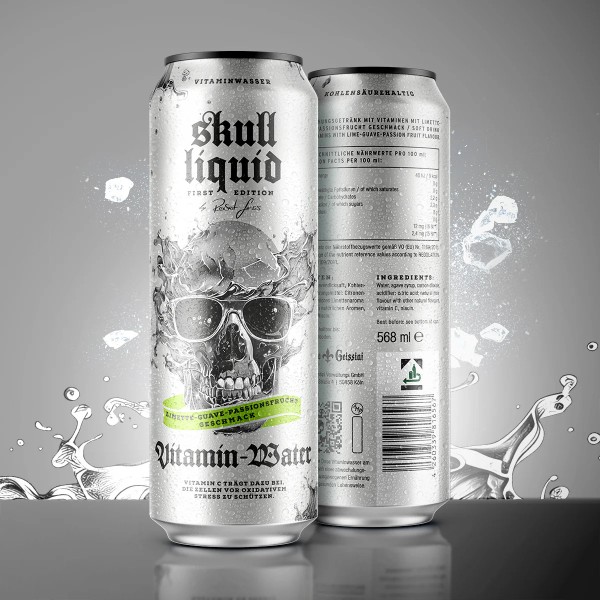 Skull Liquid Vitaminwasser Limette Guave Passionsfrucht Kiste 12 x 568 ml Deutschland