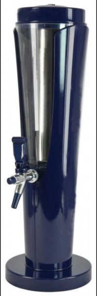 Zapfturm BLAU Premium aus Plexiglas mit Eisrohr Inhalt 3 Liter mit 1 Zapfhahn