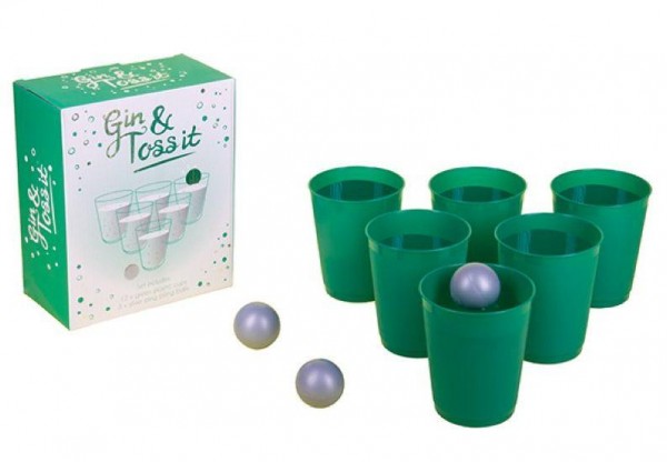 Trinkspiel GIN & TOSS IT Wurfspiel mit 5 Bechern