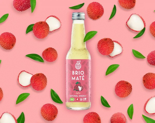 BRIO MATE LYCHEE Natural Energy Glasflasche Kiste 24 x 330 ml Schweiz