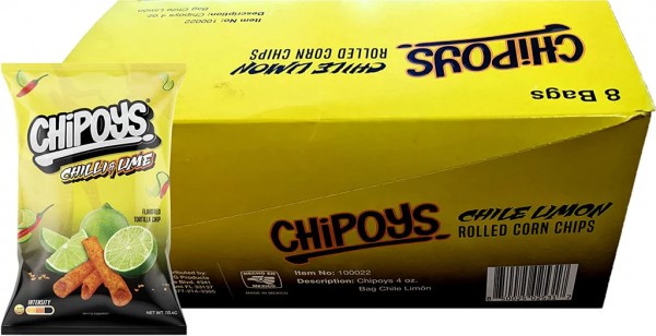 CHIPOYS Rolled Chile Limon Box 10 x 56.7 Gramm USA